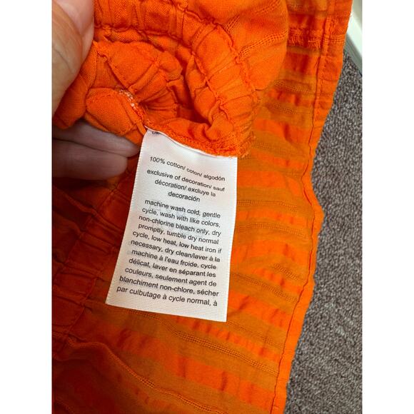 Tommy Hilfiger Puffy Short Sleeve Pullover Blouse Smocked Waist 100% Cotton M - Picture 5 of 9